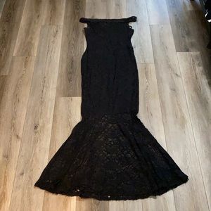 Black Lacey formal gown off the shoulder